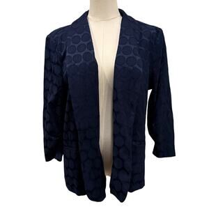 Christopher & Banks Navy Blue Polka Dot Textured Blazer Jacket Women’s Size L